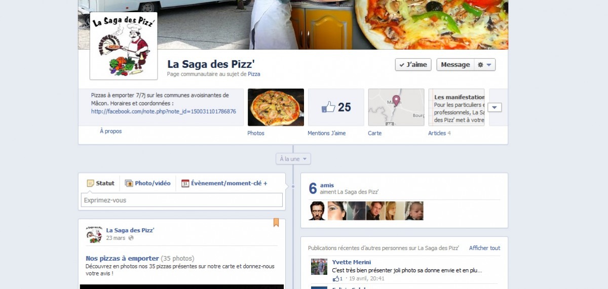 Page Facebook La Saga des Pizz