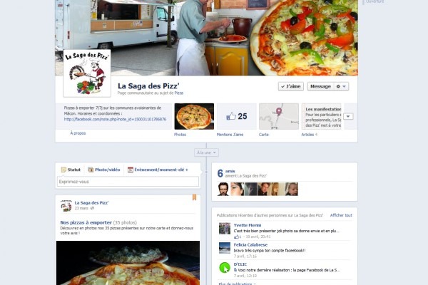 Page Facebook La Saga des Pizz